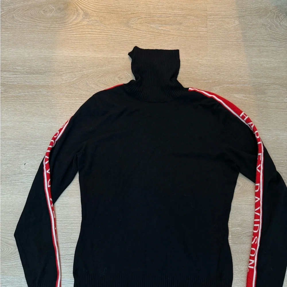 Harley Davidson Black & Red Y2K Turtle Neck Pullover Sweater. Women's - Size L - Picture 5 of 5